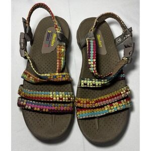 Skechers Reggae-Sew Me Sandals‎ MultiColor 7 Women's Strappy Outdoor Lifestyle